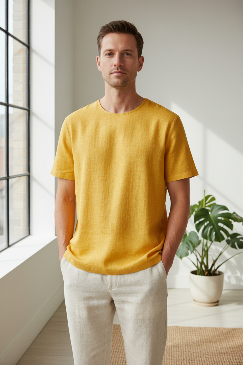 Gold Linen T-Shirt