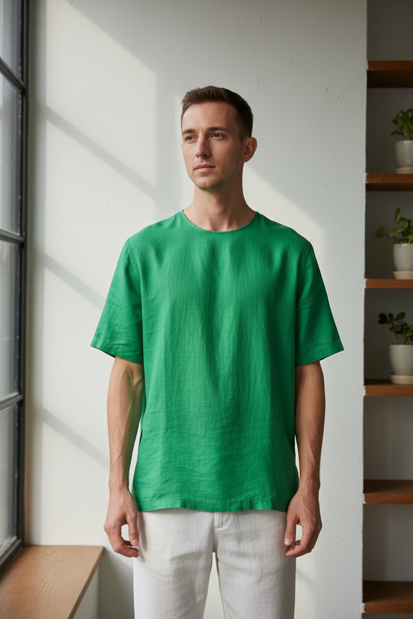 Green Linen T-Shirt