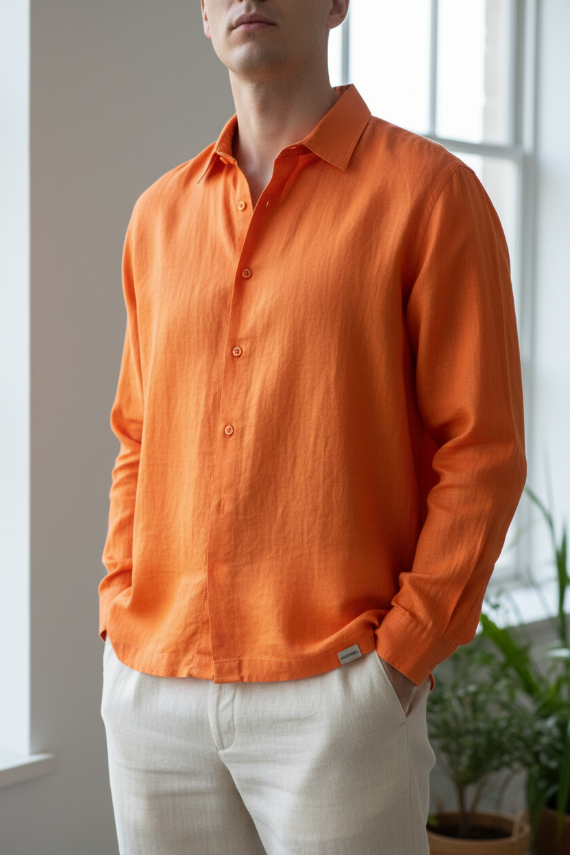 Orange Linen Shirt