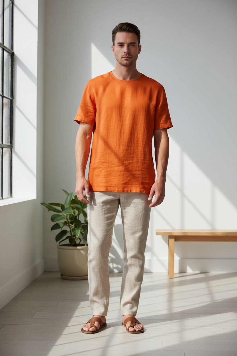 Orange Linen T-Shirt