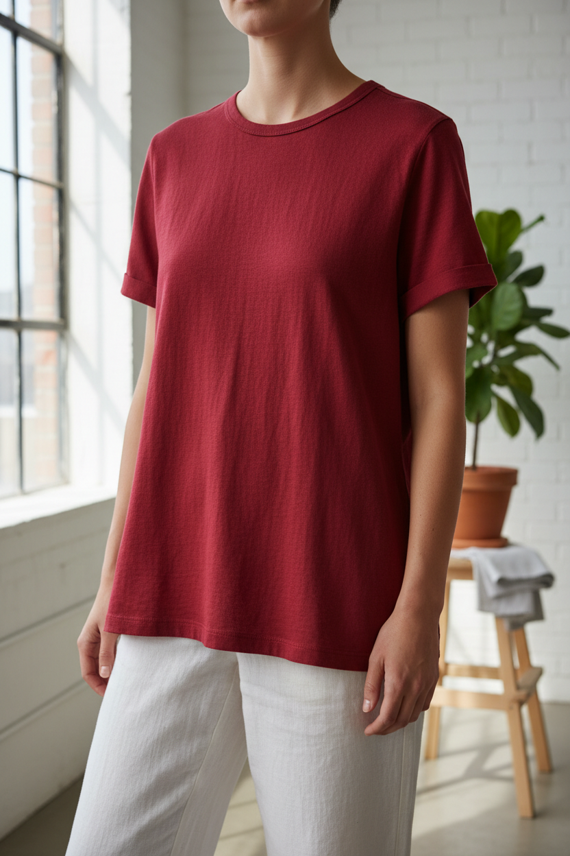 Red Linen T-Shirt